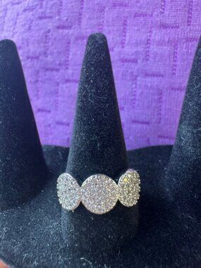 White Gold Filled Pave Ring - 3 Circles with AAA CZ Size 8 - New